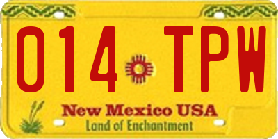 NM license plate 014TPW