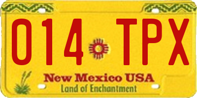 NM license plate 014TPX