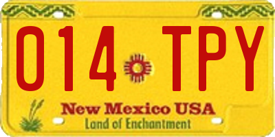 NM license plate 014TPY
