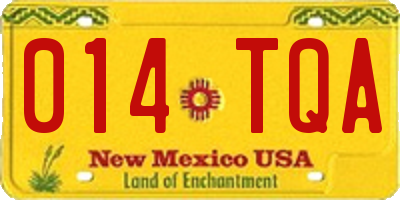 NM license plate 014TQA