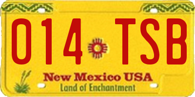 NM license plate 014TSB