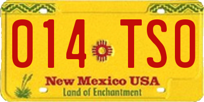 NM license plate 014TSO