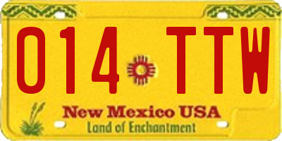 NM license plate 014TTW