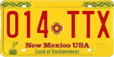 NM license plate 014TTX