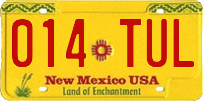NM license plate 014TUL