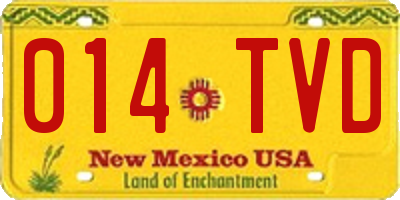 NM license plate 014TVD