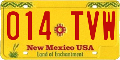 NM license plate 014TVW