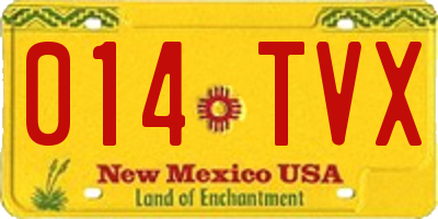 NM license plate 014TVX
