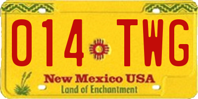 NM license plate 014TWG