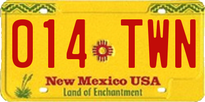 NM license plate 014TWN