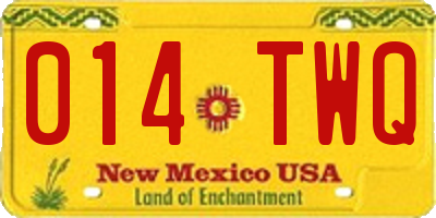 NM license plate 014TWQ