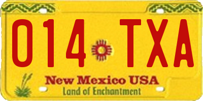 NM license plate 014TXA