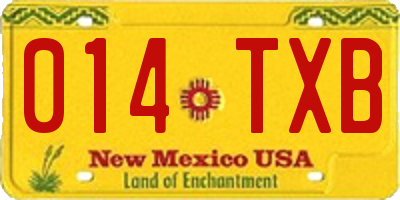 NM license plate 014TXB