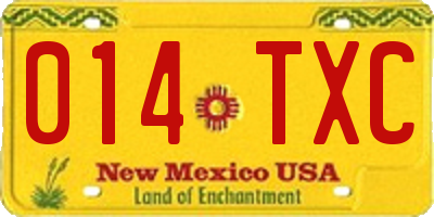 NM license plate 014TXC