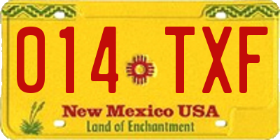 NM license plate 014TXF