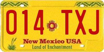 NM license plate 014TXJ