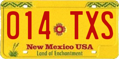 NM license plate 014TXS