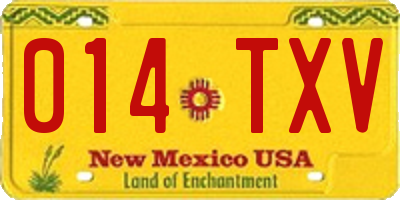 NM license plate 014TXV