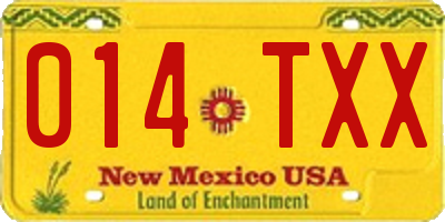 NM license plate 014TXX