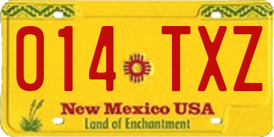 NM license plate 014TXZ