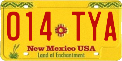 NM license plate 014TYA