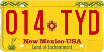 NM license plate 014TYD
