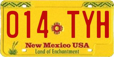 NM license plate 014TYH