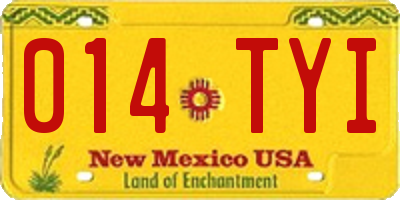 NM license plate 014TYI