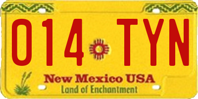 NM license plate 014TYN