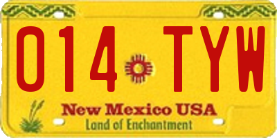 NM license plate 014TYW