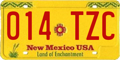 NM license plate 014TZC