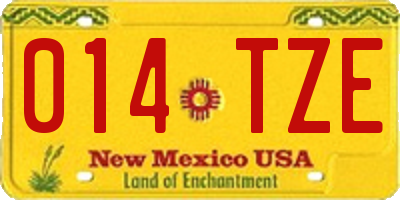 NM license plate 014TZE