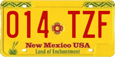 NM license plate 014TZF