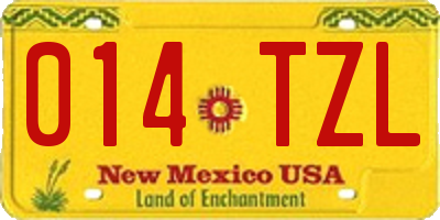 NM license plate 014TZL