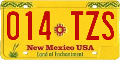 NM license plate 014TZS