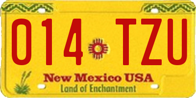 NM license plate 014TZU