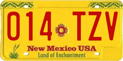 NM license plate 014TZV