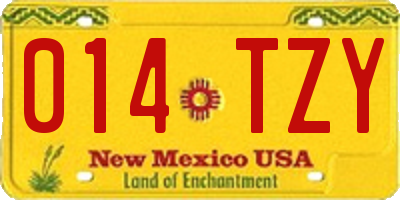 NM license plate 014TZY