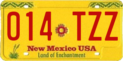 NM license plate 014TZZ