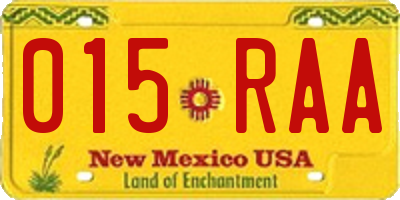 NM license plate 015RAA