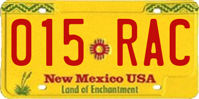 NM license plate 015RAC