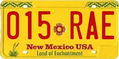 NM license plate 015RAE