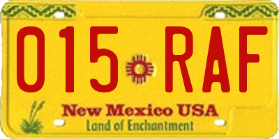 NM license plate 015RAF