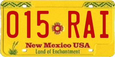 NM license plate 015RAI