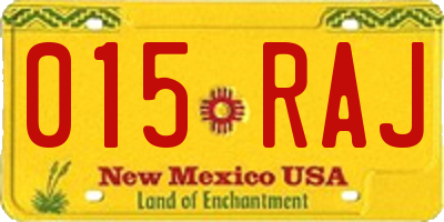 NM license plate 015RAJ