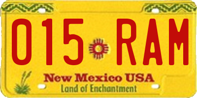 NM license plate 015RAM