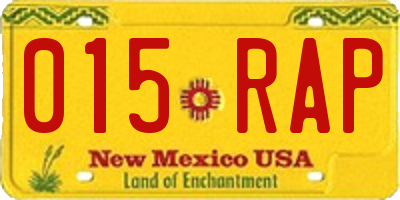 NM license plate 015RAP