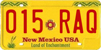 NM license plate 015RAQ
