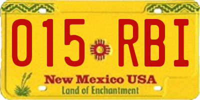 NM license plate 015RBI