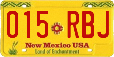 NM license plate 015RBJ
